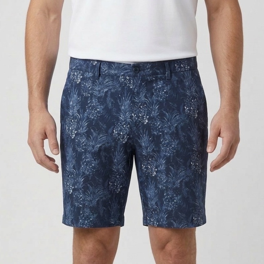 Nicklaus Men Tropical Pineapple Blue Golf Shorts 38‎